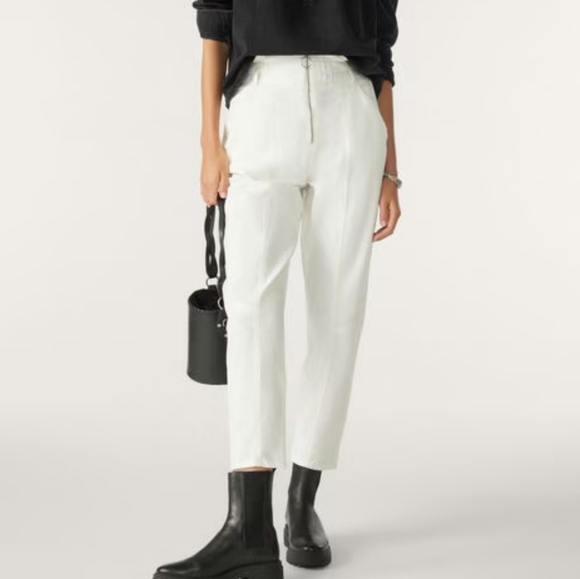 BA&SH, New, OMNY High Waisted Off White Zip Front Carrot Trouser Pants Size 0 - Picture 1 of 13